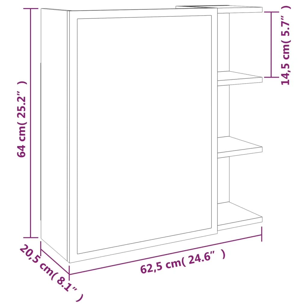 Mobiletto specchio da bagno 62,5 x 20,5 x 64 cm rovere 02_0006722