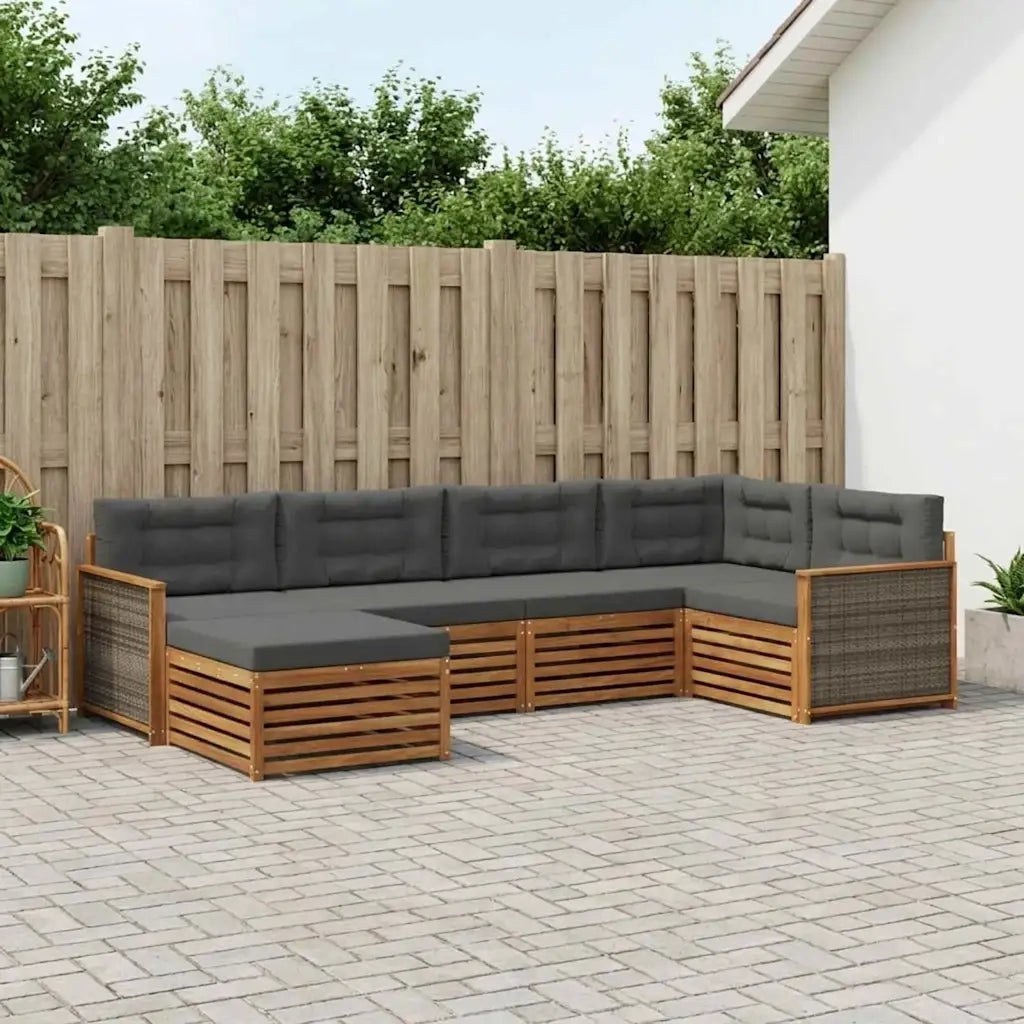 Set di divani da esterno con cuscino 6 pcs Naturale e Antracite 3383560