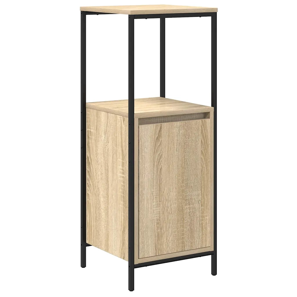 Set di mobili per il Bagno | Armadio da bagno con porta 3 pz Rovere Sonoma e Nero