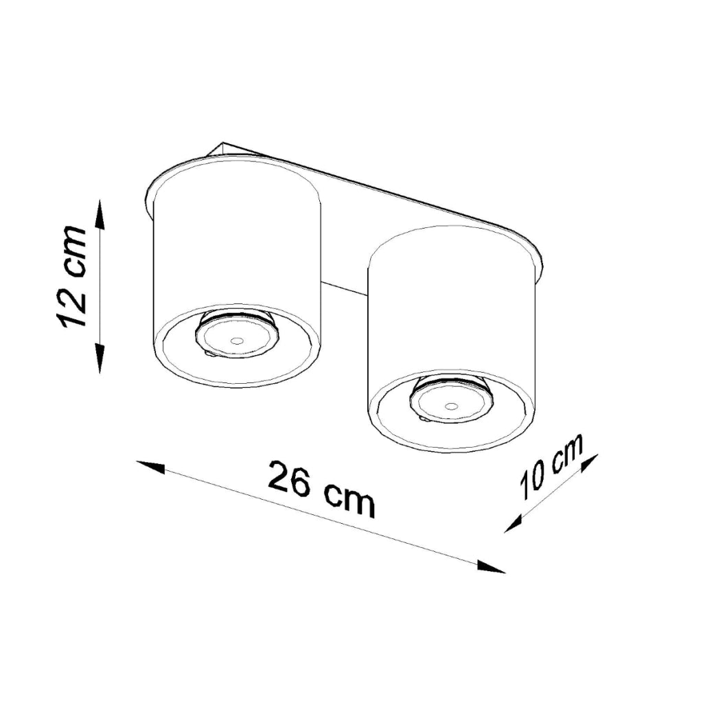 Lampada da parete e soffitto moderna ORBIS Deep Space in alluminio nero cilindrico 2x10W LED