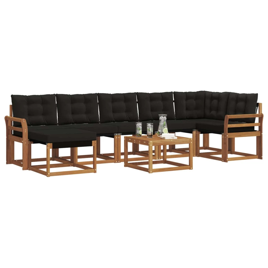 Set di divani da esterno con cuscino 8 pcs Naturale e Nero 3368907