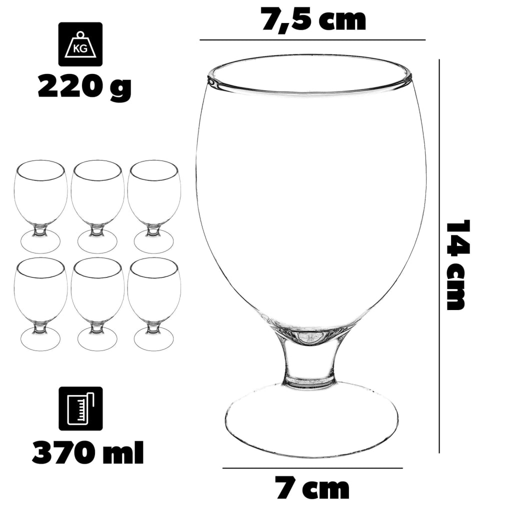 Bicchieri da birra KADAX, per cocktail, bevande, boccali, 370 ml, confezione da 6 pezzi, idea regalo