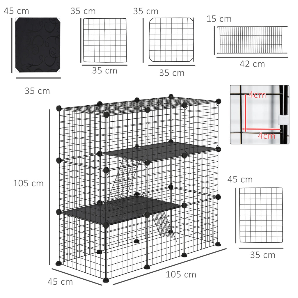 Recinto per Animali Domestici ¨C Minimal ¨C Nero 105x45x105 cm