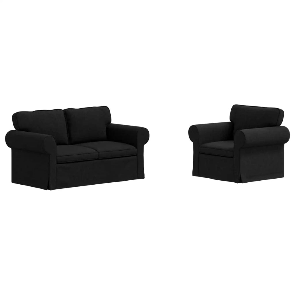 Set di divani 2 pcs Nero 155 x 82 x 80 cm Tessuto 3407488