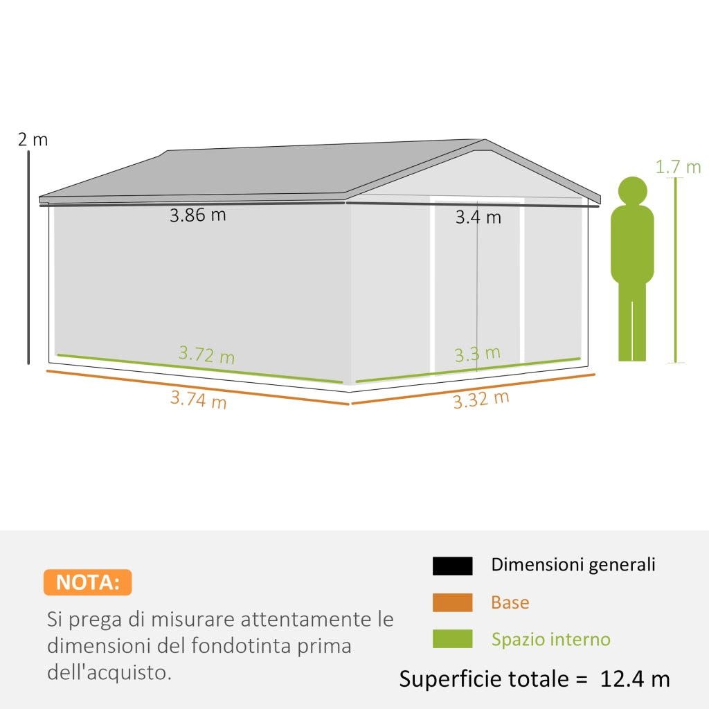 Capanno da Giardino ¨C Minimal ¨C Grigio, Acciaio, 12.4m2