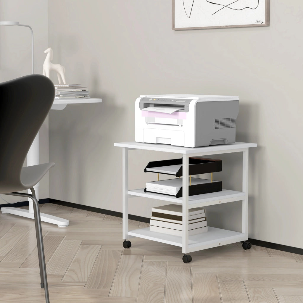 Scrivania per Computer con Stampante e Ruote ¨C Minimal ¨C Grigio 50x50x52.5 cm