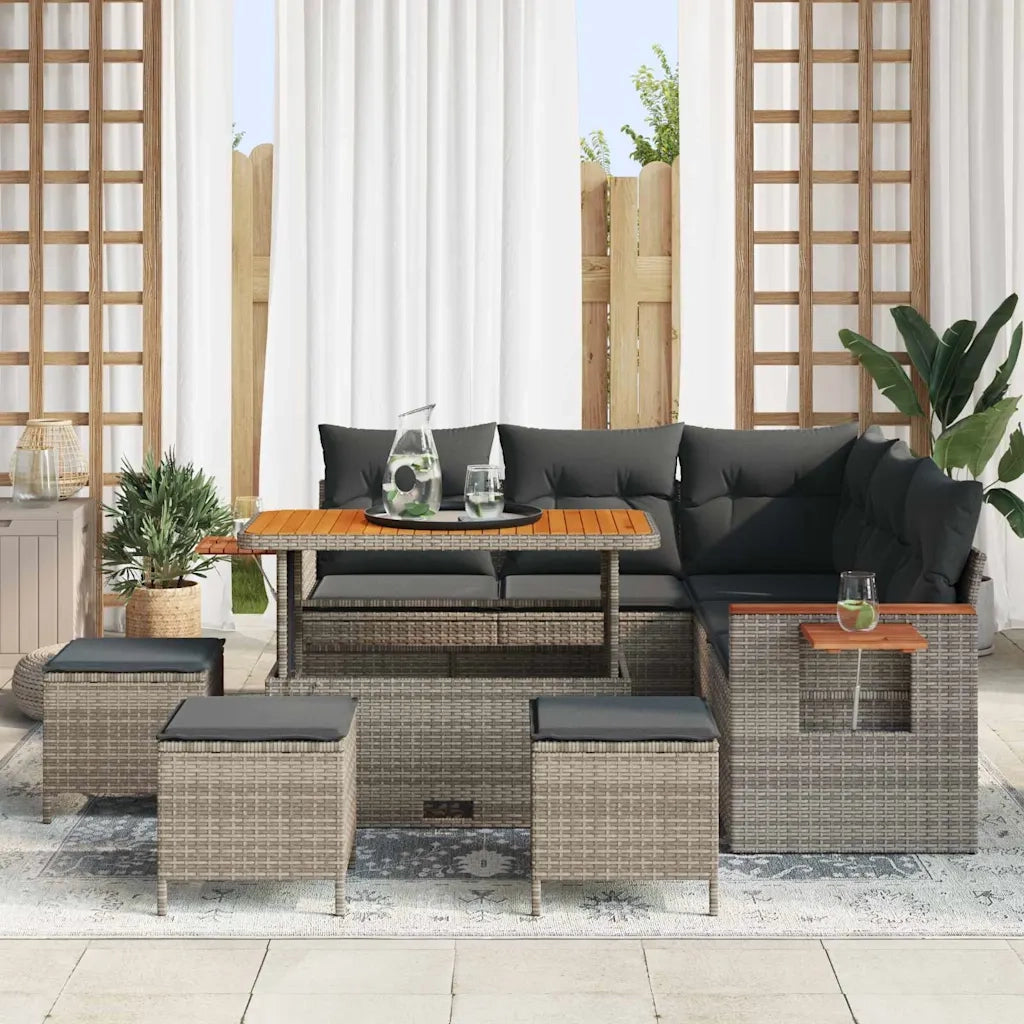 Set Divano da Giardino con cuscino 10 pcs Grigio polyrattan 3365133