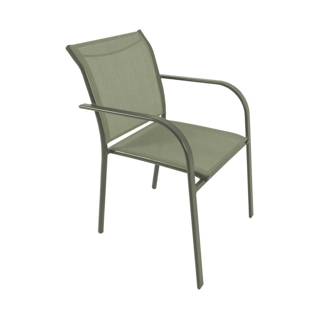 Set 4 sedie da giardino in alluminio e textilene, verde kaki
