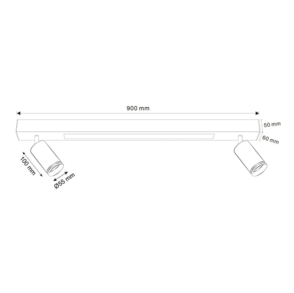 Faretto soffitto doppio nero PARIS LED 24W +2xGU10