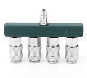 Distributore di tubi d'aria 4 vie - Connettore rapido 1/4 pollice - Inox galvanizzato - Splitter per compressore d'aria - Resistente alla corrosione - Adatto per più strumenti - Connettore d'aria