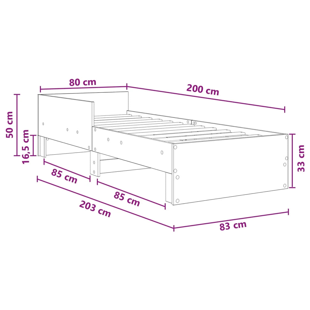 Struttura letto con testata-Giroletto Bianco 80 x 200 cm 977858