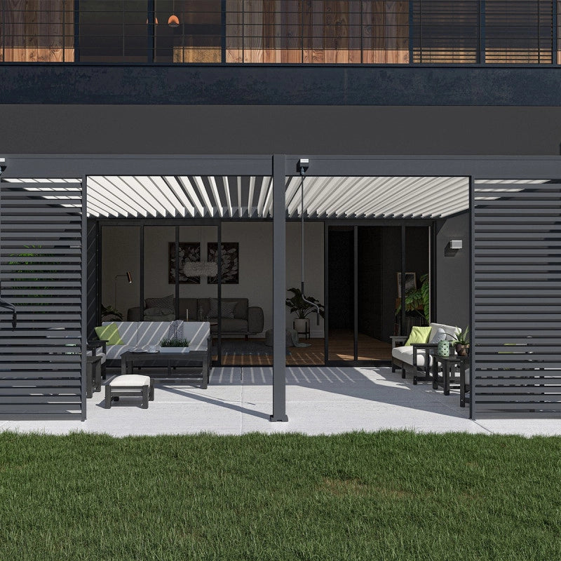 Pergola bioclimatica Ombréa VS 4x6M adossata - V2 - Antracite/bianco