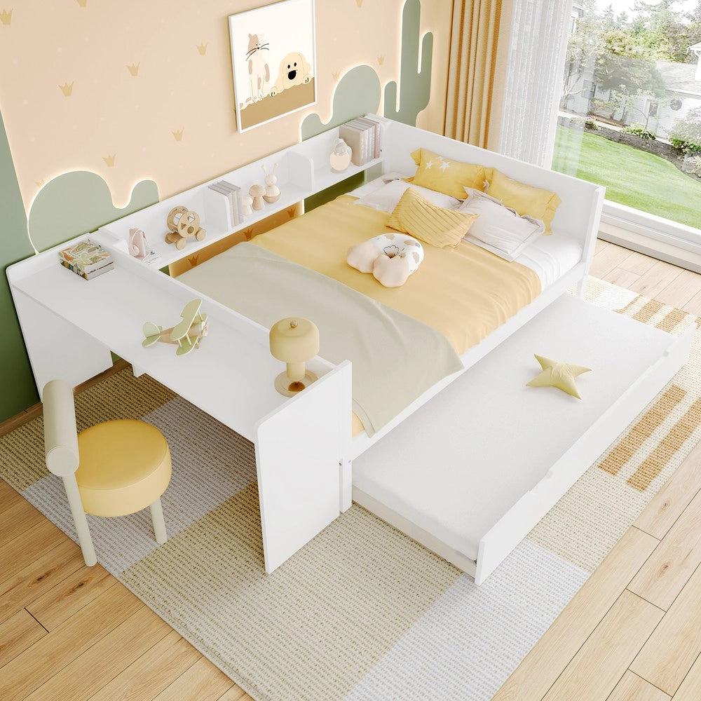 Letto con Scrivania e Rollbett ¨C MINIMAL ¨C Pino Bianco 140x200