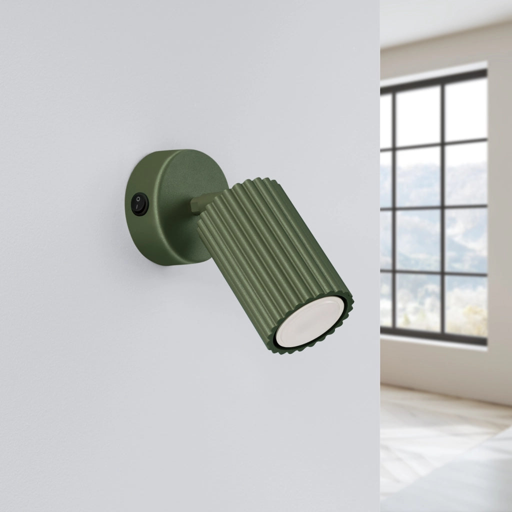 Lampada da parete KARBON verde oliva con interruttore