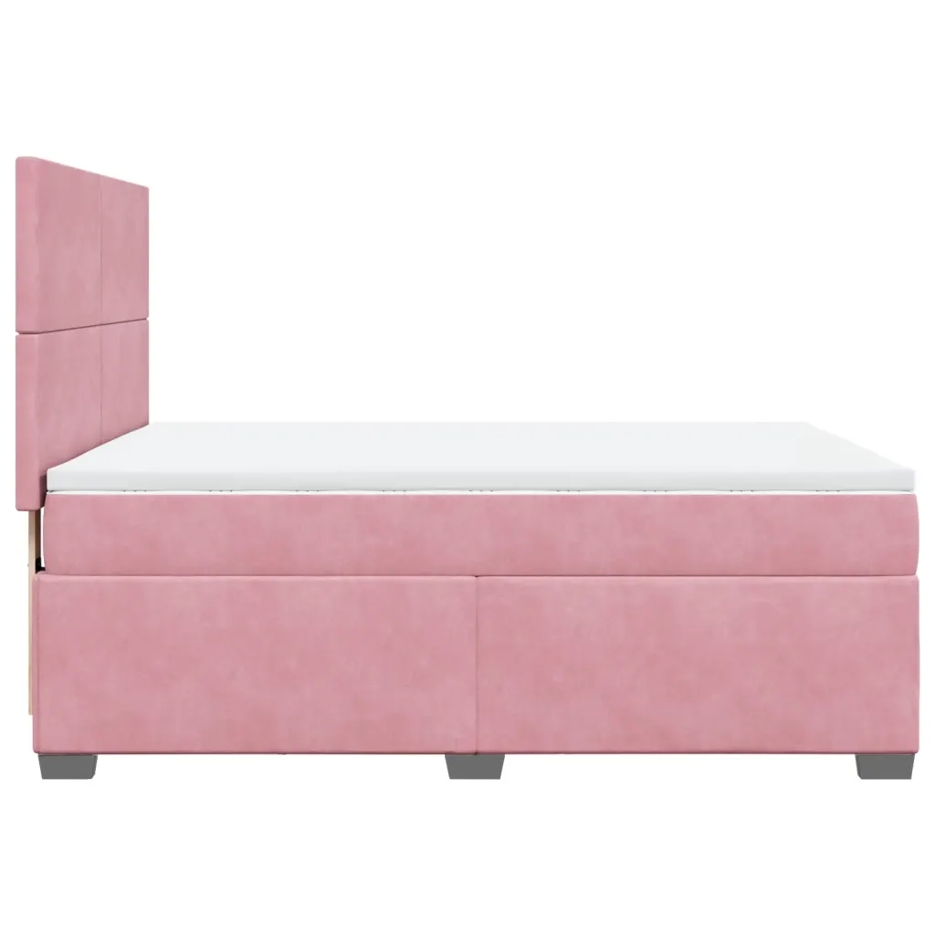 Giroletto a Molle con Materasso Rosa 140x200 cm in Velluto 3290929