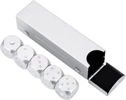 Set di Dadi in Lega di Alluminio da 5 - Scatola Rettangolare/Cuadrata - Gioco da Tavolo - Giochi da Poker - Prodotti Sostenibili - Giochi per Bambini