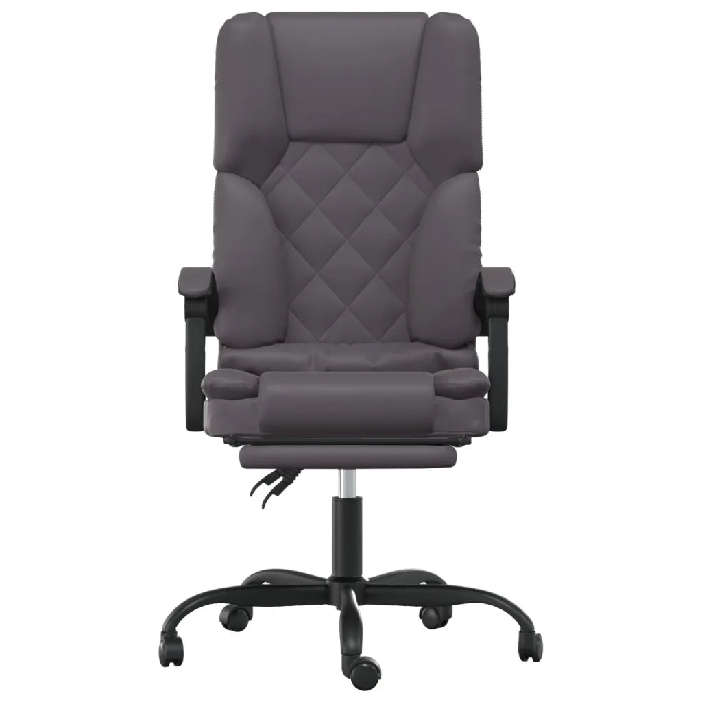 Poltrona da Ufficio Massaggiante Reclinabile Grigio Similpelle 349689