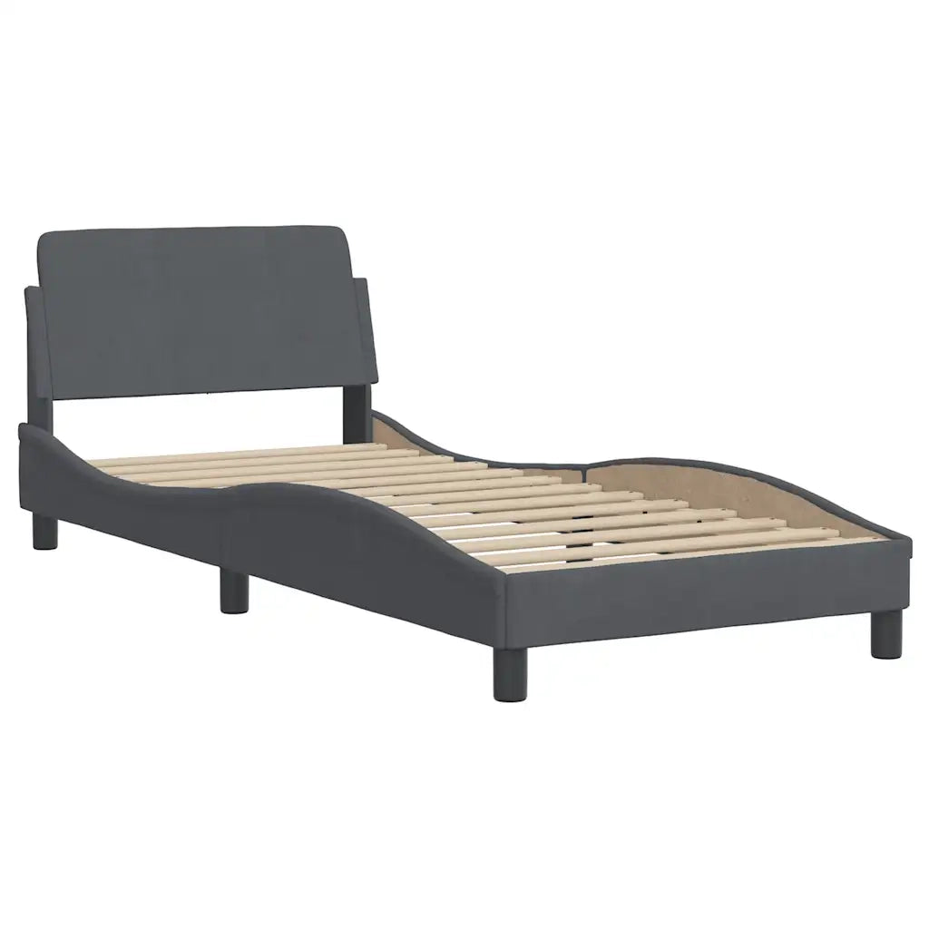 Giroletto senza Materasso Hanko Grigio Scuro 80x200 cm Velluto 3207814