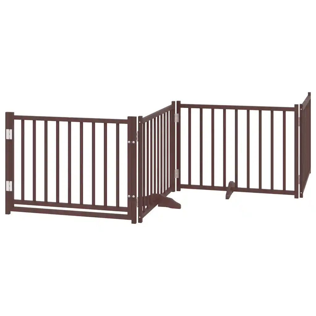 vidaXL Cancello Cani Pieghevole Marrone 4Pannelli 320cm Massello Abete