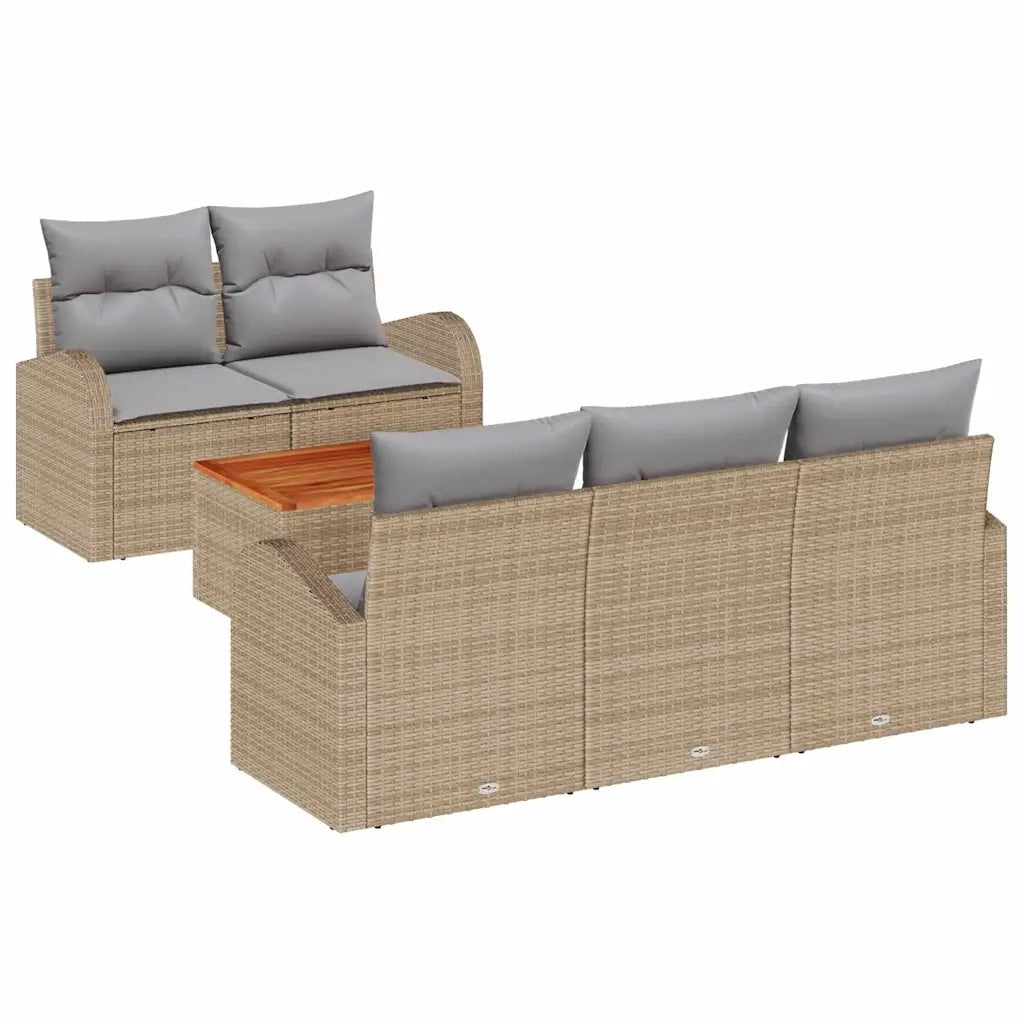 Set Divano da Giardino 6 pcs Beige e Grigio Chiaro polyrattan 3356187