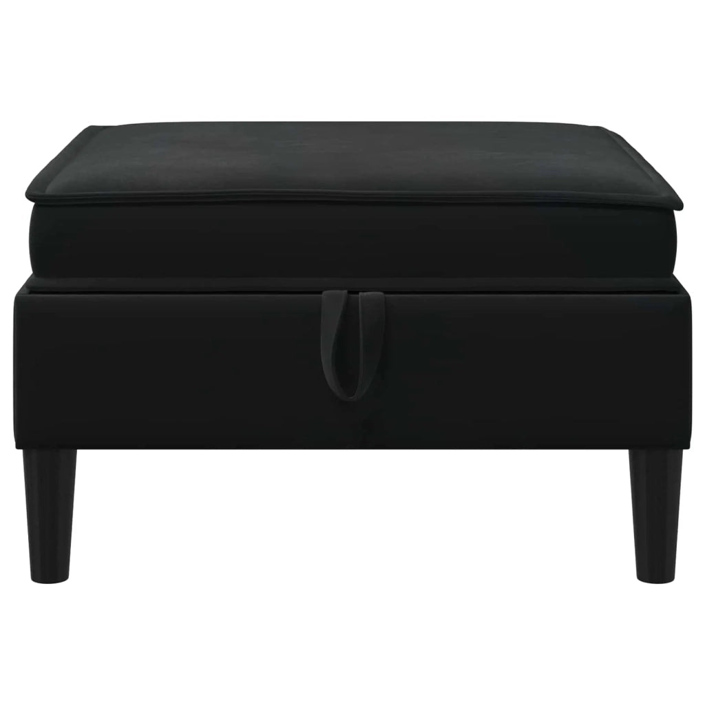 Pouf con Storage Nero Velluto 42027138