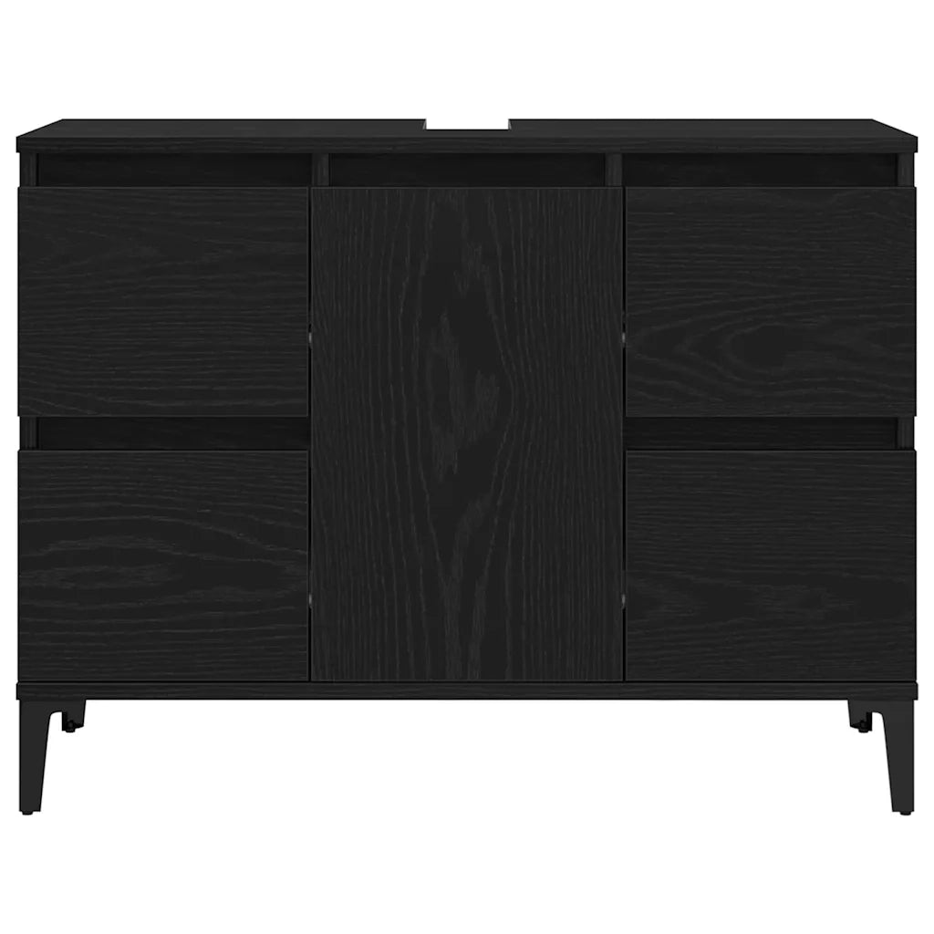 Set di mobili per il bagno Montaggio a parete 3 pcs Rovere Nero 3333091