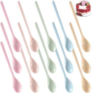 15 set di cucchiai per dessert e tè in plastica riutilizzabile in diverse colori