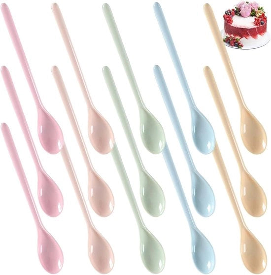 15 set di cucchiai per dessert e tè in plastica riutilizzabile in diverse colori
