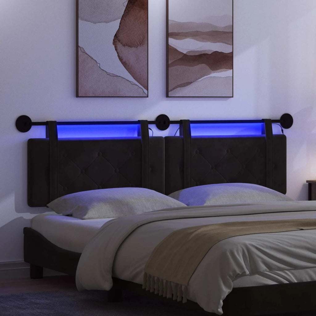 Testiera sospesa Con luce LED Nero Velluto 3424224