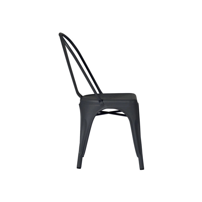 Set Di 4 Sedie Lamiera Impilabile Piombo Moia