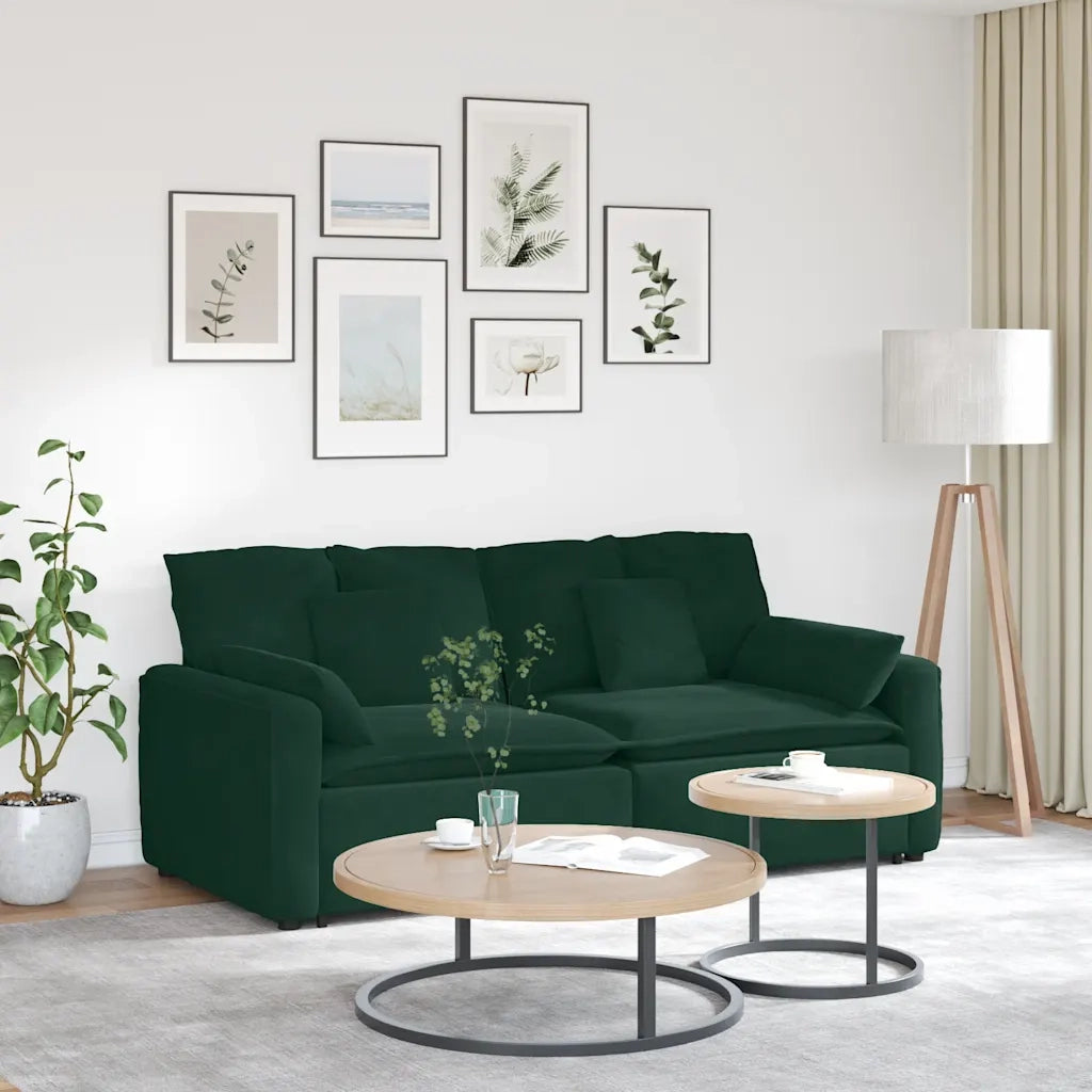 Divano Modulare con Cuscini-Sofa Modulare-Divanetto Verde Scuro