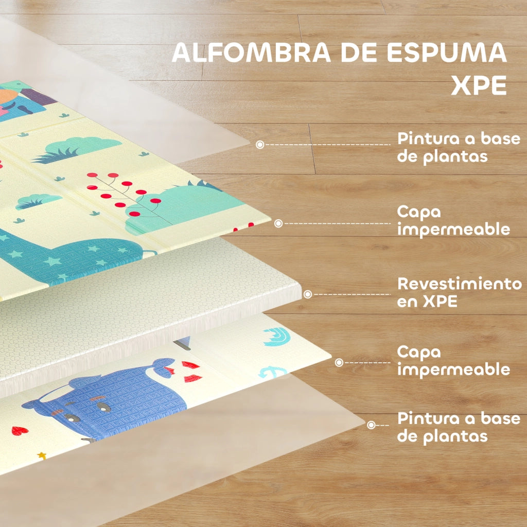Tappeto Gioco Bambini Pieghevole ¨C Xylo ¨C 196x176x1,5 cm Imbottito Reversibile Impermeabile