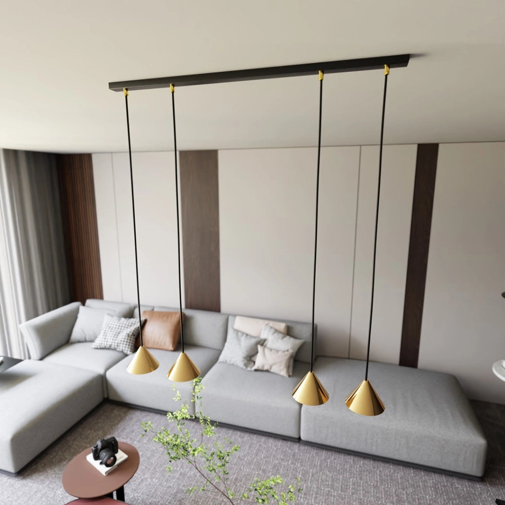 Lampada a sospensione Emibig ELIT barra nera oro 4xGX53