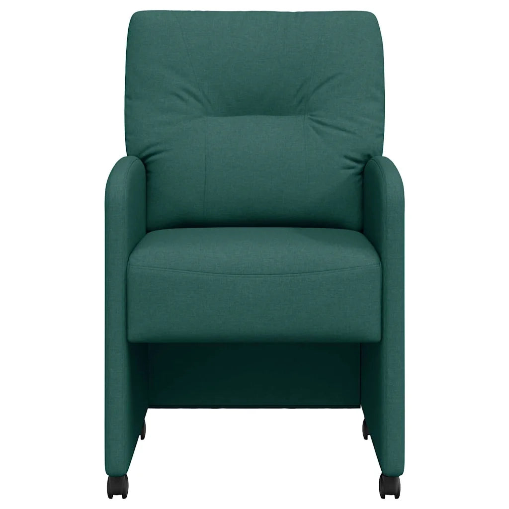 Sedie da Pranzo con Ruote 2 pcs Verde scuro 57 x 67 x 95 cm
