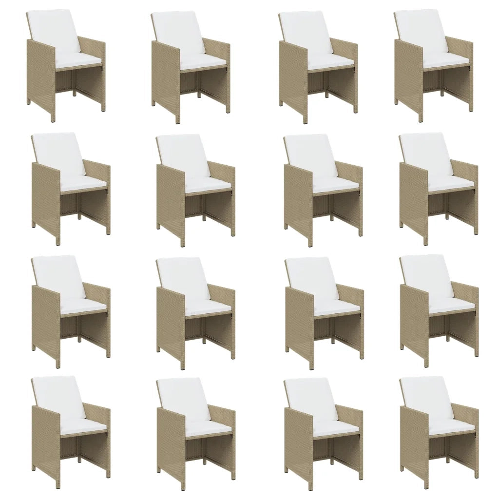 Set da Pranzo da Giardino 17 pz con Cuscini Beige in Polyrattan 3095689
