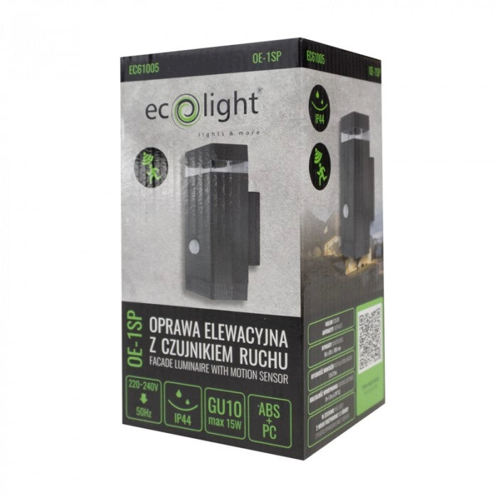 Applique esterno PIR antracite GU10 15W Ecolight OE-1SP