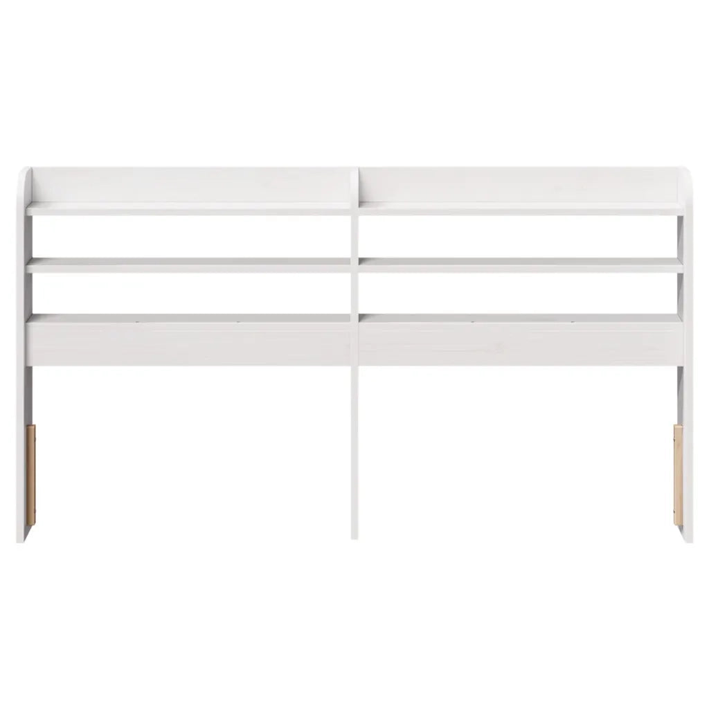 Testiera con Ripiani Bianca 160 cm in Legno Massello di Pino 850945