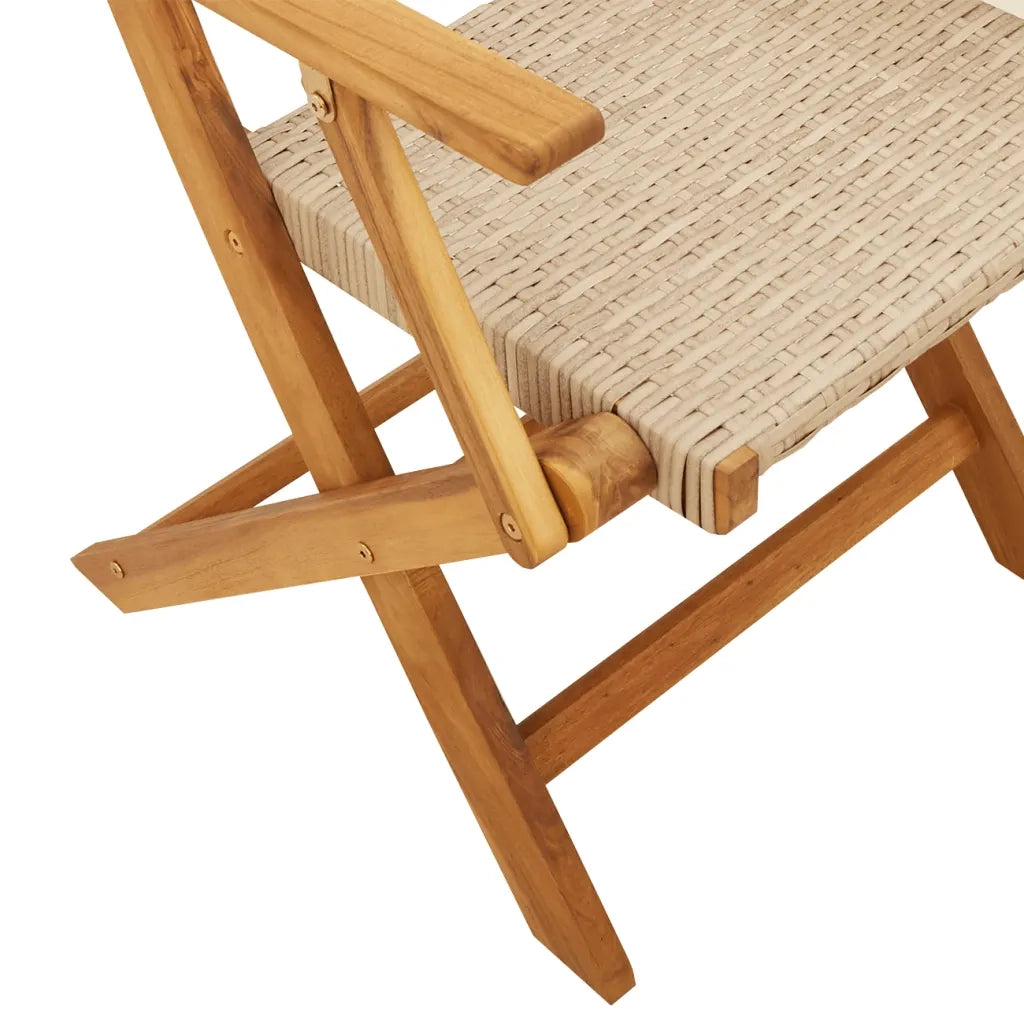 Set Pranzo da Giardino 5 pz Beige Polyrattan e Legno Massello 3281828