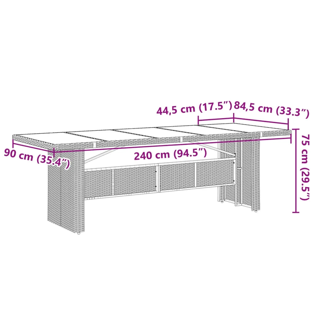 Set Bistrò da Giardino 9 pz con Cuscini in Polyrattan Nero 3277234