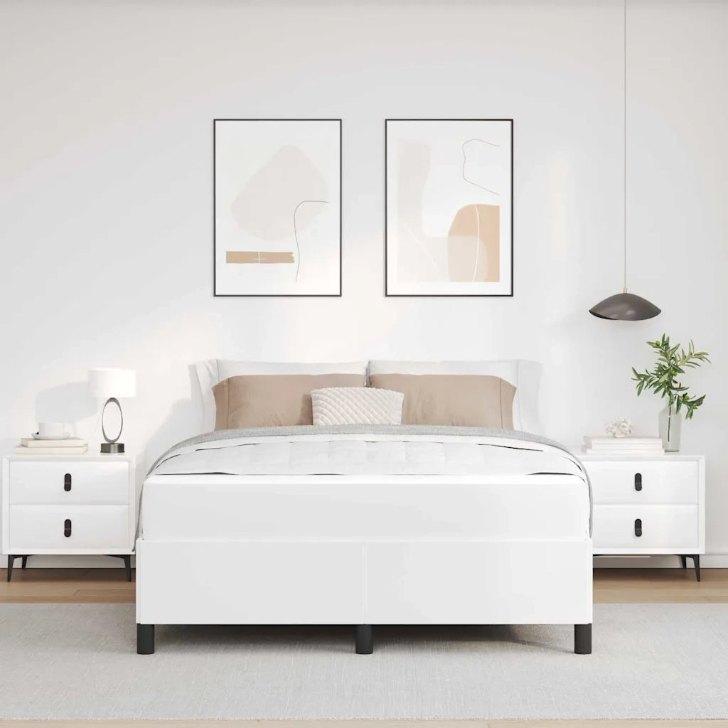 Struttura del letto con materasso Bianco 140 x 190 cm Tessuto 3399000