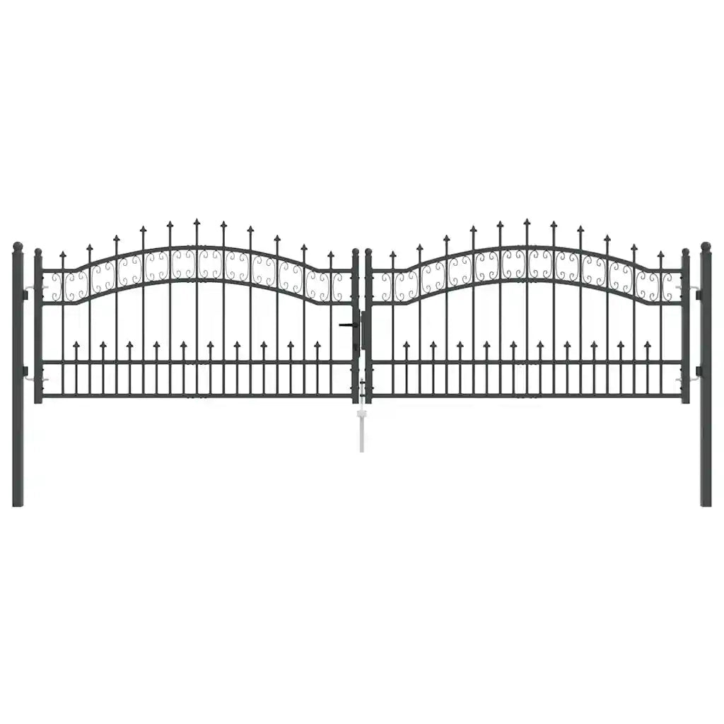 Cancello con Punta a Lancia KAMPEN 305 x 75 cm Acciaio Grigio 42009042