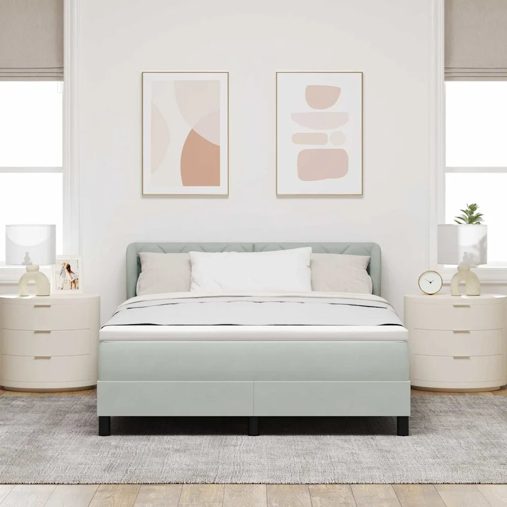 Letto a molle con testiera Grigio chiaro 140 x 190 cm Velluto 3340436