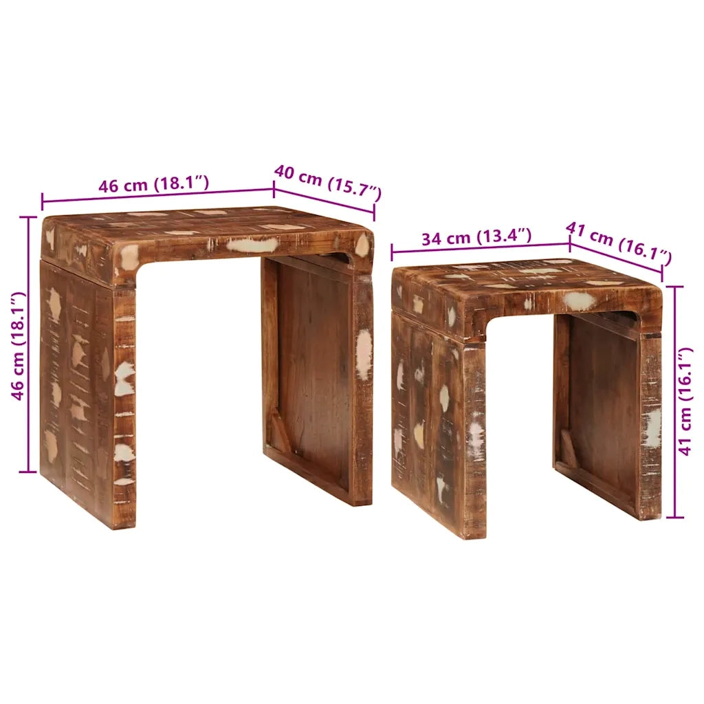 Tavoli da annidamento 2 pcs Marrone Legno Recuperato Massello 4104560