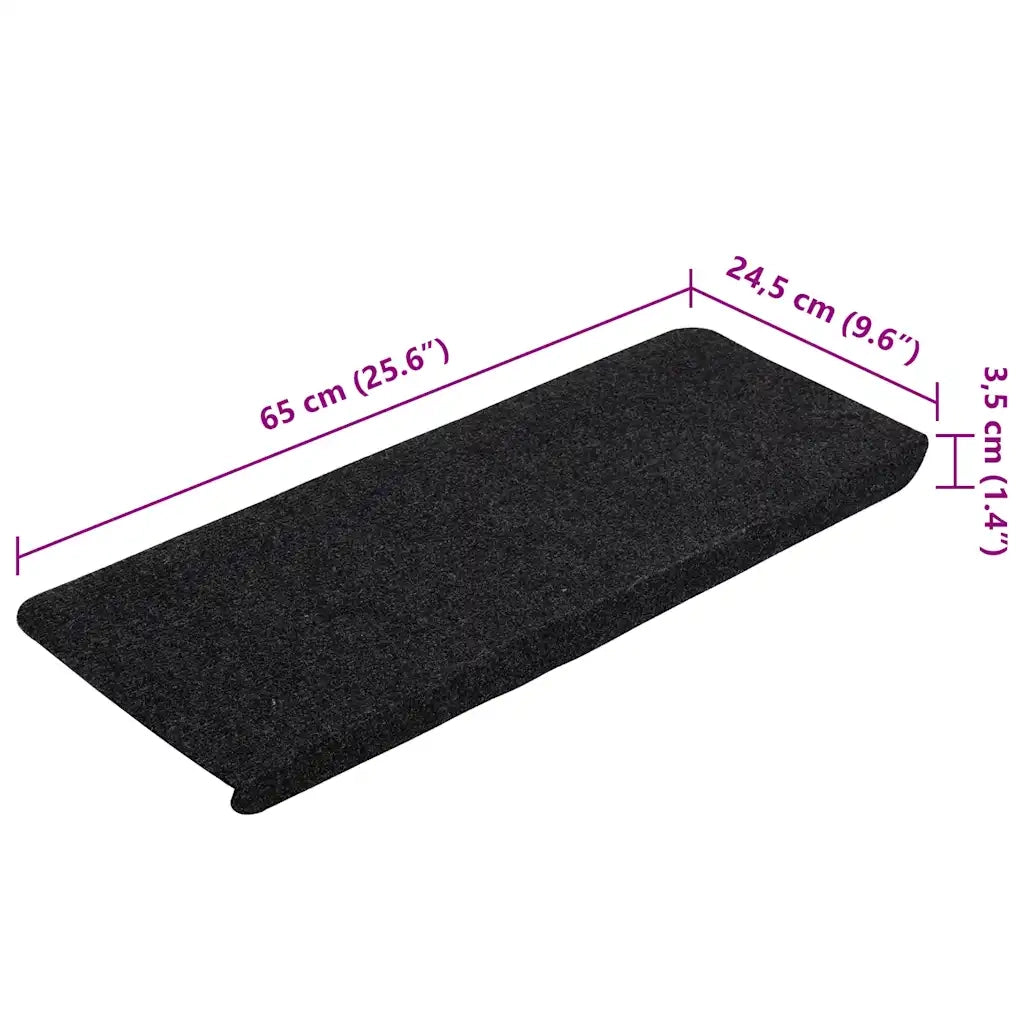Tappetini Autoadesivi per Scale 15 pz | Gradini per Scale 65x24,5x3,5 cm Nero