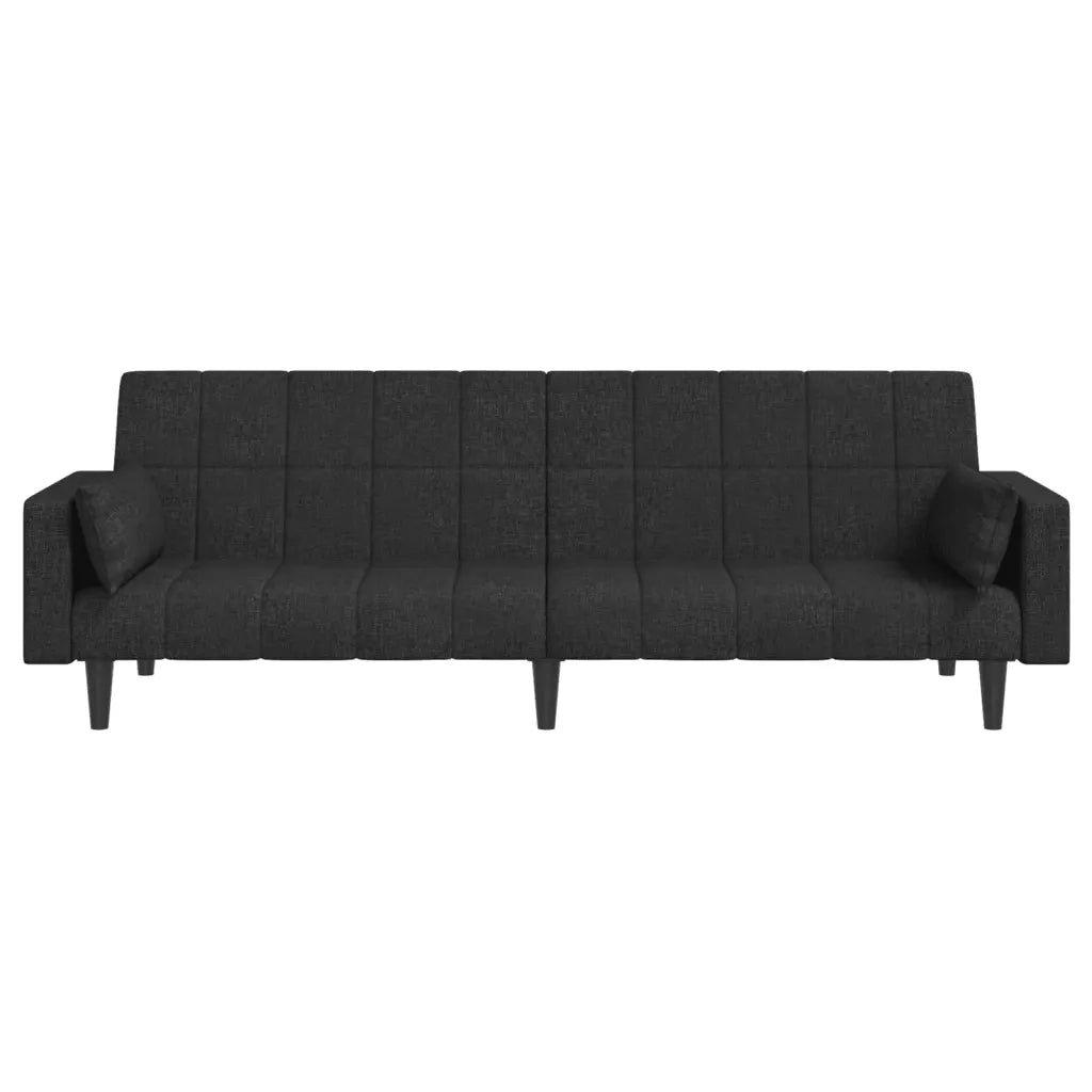 Divano letto | Sof¨¤ letto | Letto singolo a 2 Posti con 2 Cuscini Nero in Tessuto
