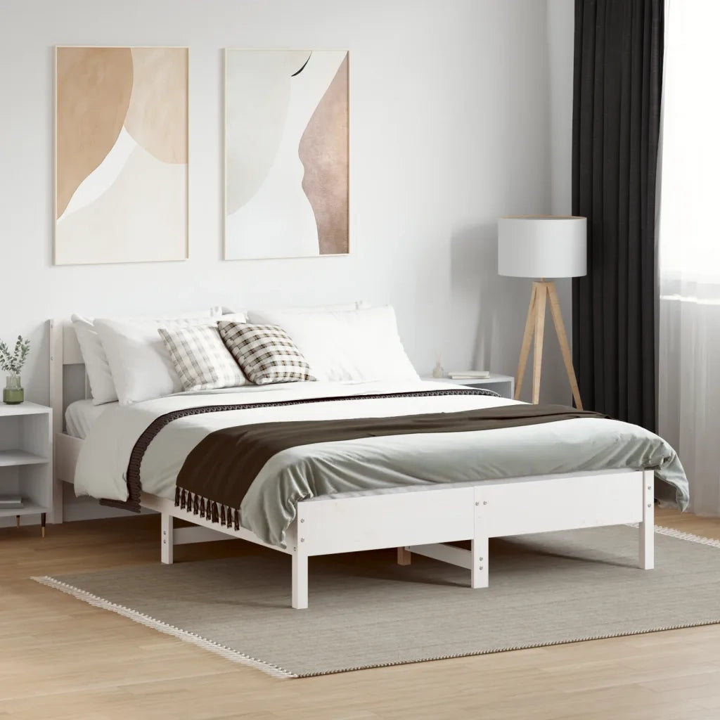 Letto senza Materasso-Struttura Letto Bianco 120x190 cm Legno Massello di Pino 445557