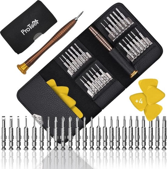 Set di chiavi a bitorzoli, 29-in-1 mini-set di chiavi a bitorzoli professionale per occhiali, orologi, iPhone, iPad, smartphone, PC, laptop, tablet, elettronica, 4 maniglie