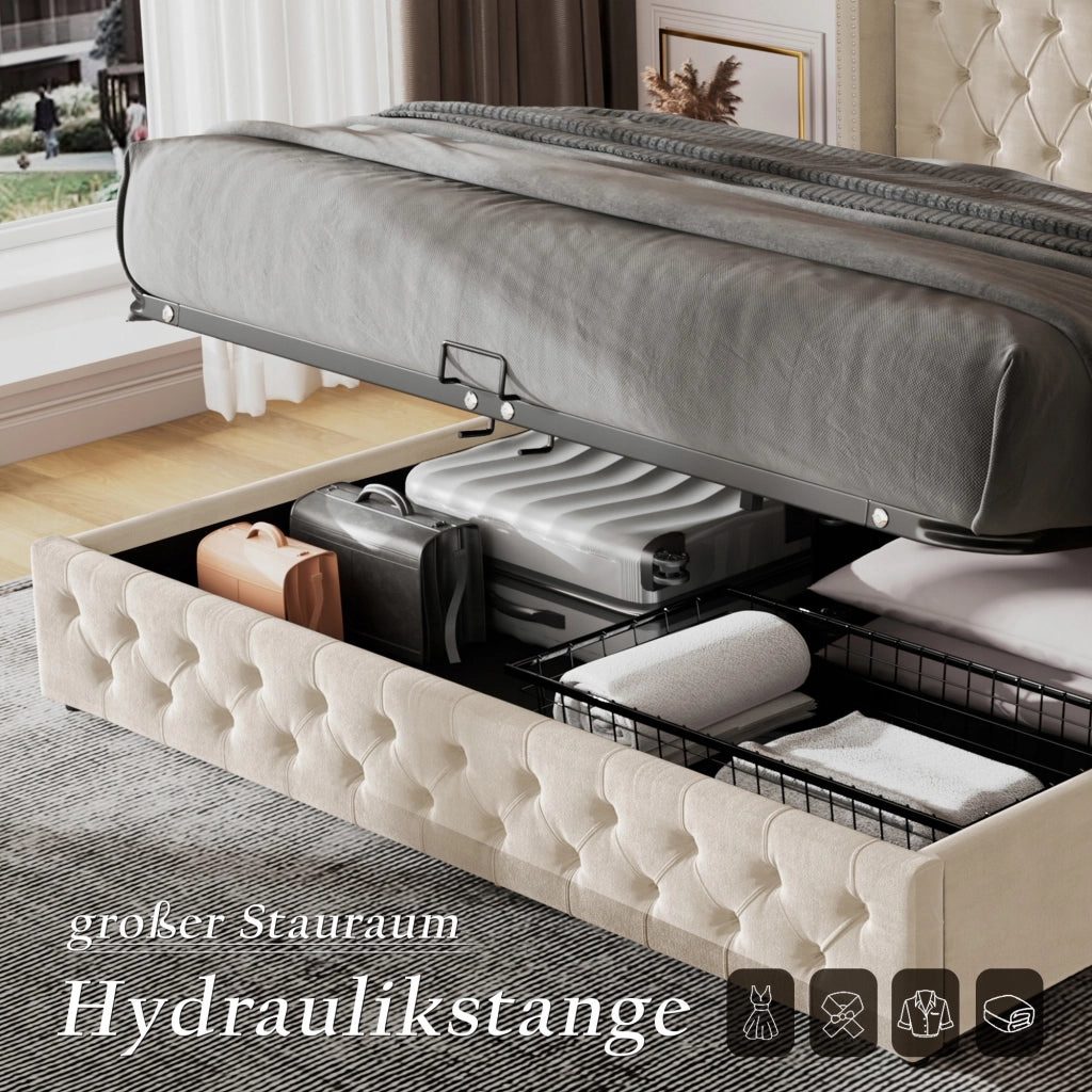 Letto imbottito 140x200 beige - Xylo