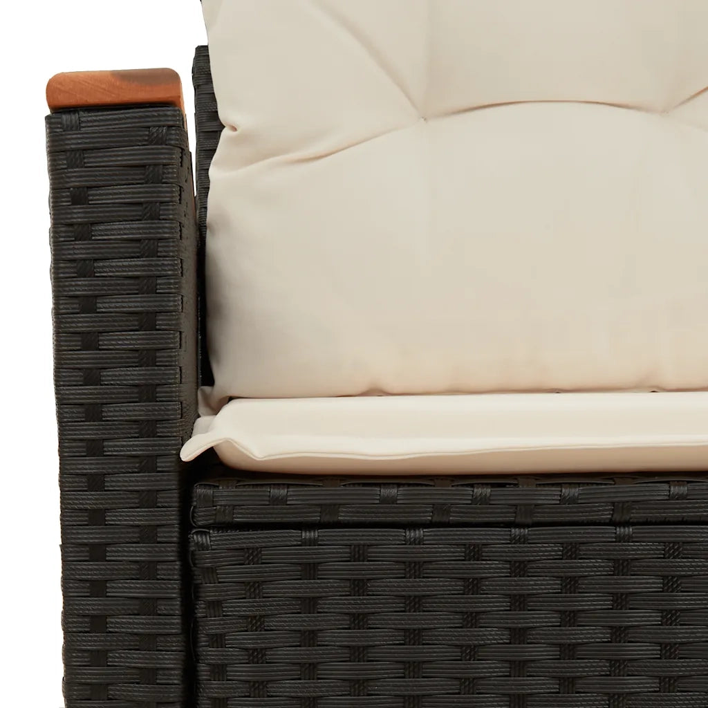 Divano da Giardino con Cuscini a 2 Posti-Sofa da Giardino-Divano da esterno Nero in Polyrattan 216353