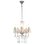 Lampadario con Perline di Cristallo Argento Tondo 5 E14 CFW2752960